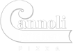 Cannoli Kitchen Pizza logo in white with the brand name written in stylized text.